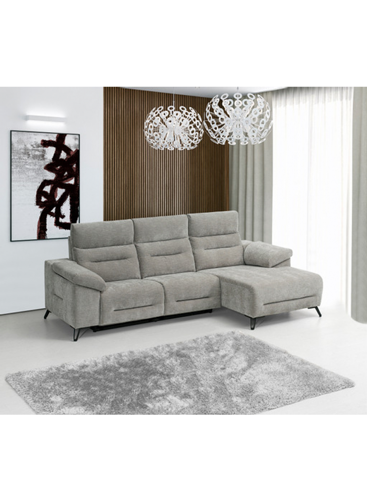 Sofá Chaise Derly 3 Lugares Com 2 Mecanismos