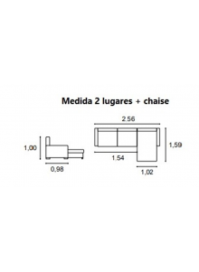 Sofá Chaise Kleber 2 Lugares
