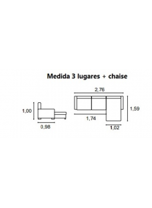 Sofá Chaise Kleber 2 Lugares