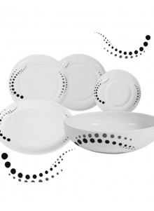 SERVIÇO MESA 20 P. BOLAS PRETASPORCELANA
