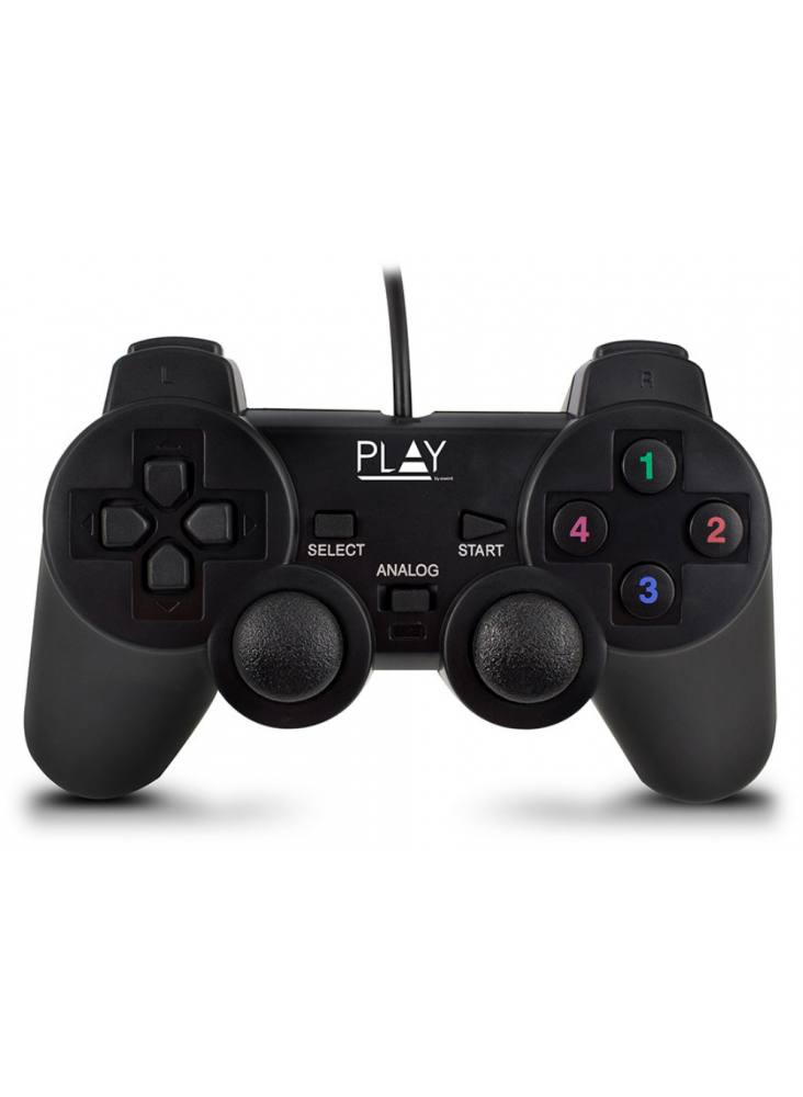 Ewent Play, Gamepad, PC, Botón Seleccionar, Botón de arranque, Analógico/Digital, Alámbrico, USB 2.0